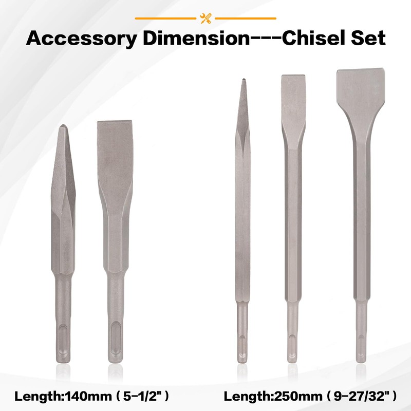 Gickbusus 17 PCS Rotary Hammer Drill Bits and Chisel Set,