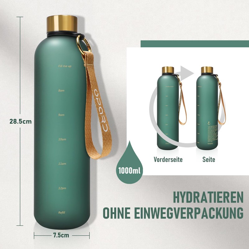Opard Drinking Bottle 1 L / 800 ml, Suitable for
