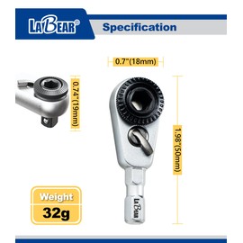 LABEAR 2-in-1 Mini Ratchet Wrench Adapter, Magnetic 1/4" Hex Bit Holder & 1/4" Drive Socket Adapter, Compact Reversible Ratchet Screwdriver Tool for Tight Spaces, Automotive Repair & DIY Hand Tools
