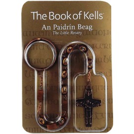 JC Walsh and Sons Wooden Decade Small Rosary Paidrin Beag Celtic Cross Christ Charm Bracelet Hanging Blister Birthday Present The Book of Kells