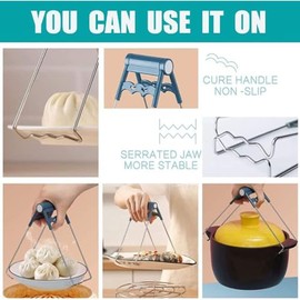 Paquete de 2 pinzas para placa caliente de cocina, clip de acero inoxidable, pinzas de cocina, pinzas para sartenes, pinzas anticalientes, juego de ut