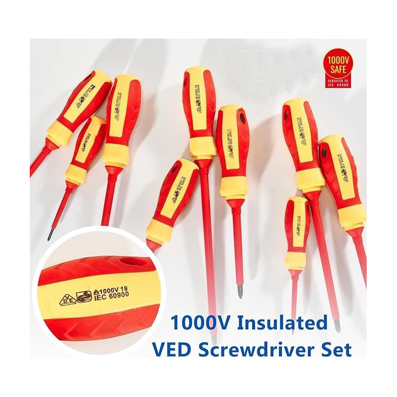 ToolinHand 9 PCS 1000V Insulated Electrical Screwdriver Set, 4 Phillips