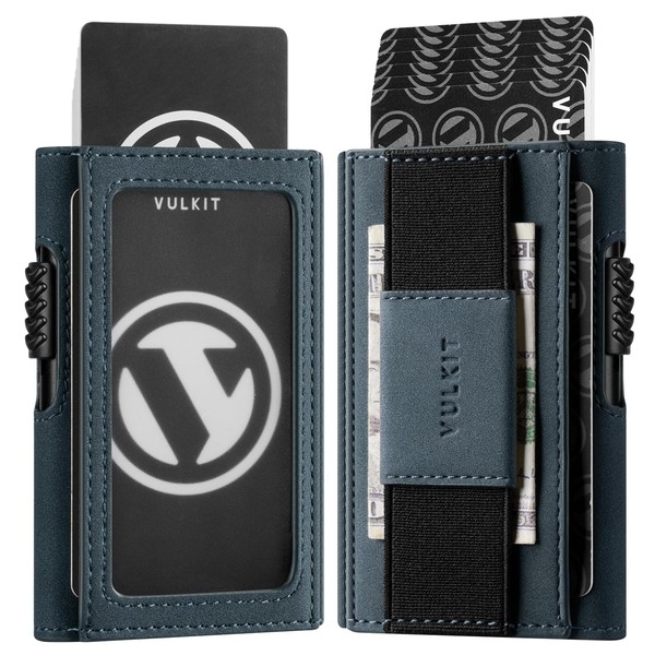 VULKIT Slim Aluminium Card Holder with RFID Blocking Vegan Leather