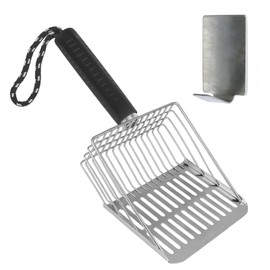 Cosstream Cat Scoop for Cat Litter Tray - 1 Piece Cat Scoop for Cat Litter Tray Metal Garden Sieve Stainless Steel for All Cat Litter with Hooks