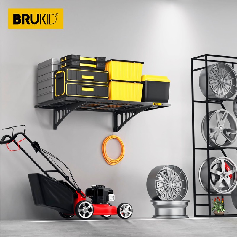 Brukid 2x3ft Adjustable Rail Wall Garage Storage Shelf, Tool Room,