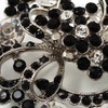 Black & White Diamante Corsage Brooch (Silver Tone)