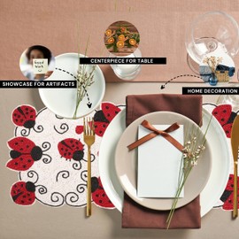 ALPHA Living HOME-Handmade Beaded Table Runner – 13x36” Elegant Glass Beads & Polyester | Decorative Farmhouse & Holiday Table Décor Luxury Dining Table Runner for Weddings & Occasions – Garnet Black