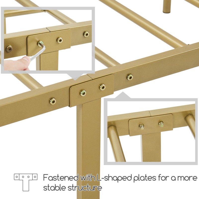 Yaheetech Queen Bed Frames Metal Platform Bed with Victorian Style