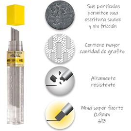 Super Hi-Polymer Lead Refills, 0.9mm, HB, Black, 15 Leads/Pack - Sold As 1 Pack