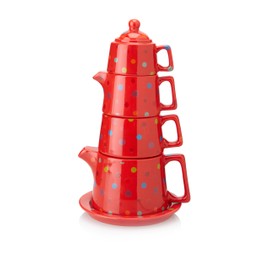 Classic Coffee & Tea Tower Tea Set, Red Polka Dot