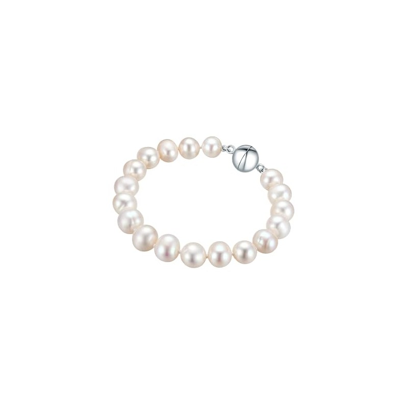 Valero Pearls Women's Pearl Bracelet 925 Sterling Silver with Round
