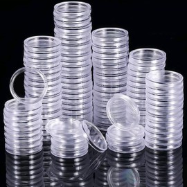 200 Pcs 25 mm Coin Holder Capsules Clear Round Plastic Coin Container Case for Coin Collection Supplies
