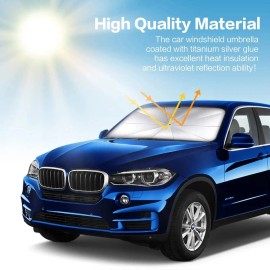 SUJADE Yakefly Car Windshield Sun Shade Umbrella, Foldable Car Sunshade Front
