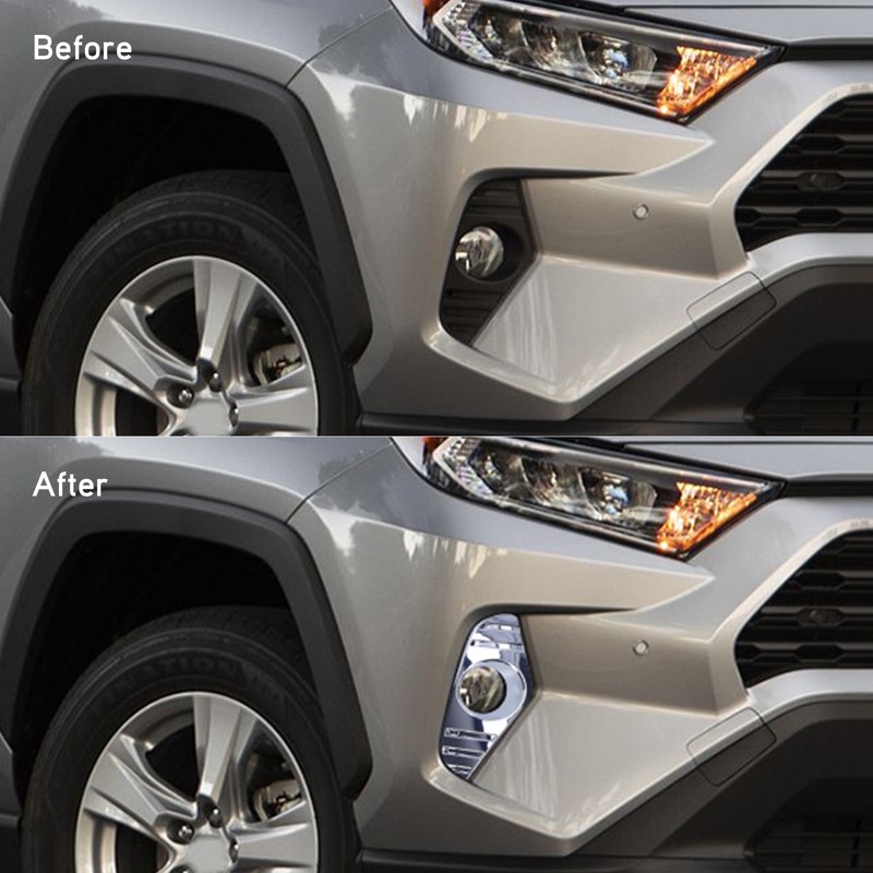 Pair Chrome Front Fog Light Cover Lamp Trims Paste Mounting