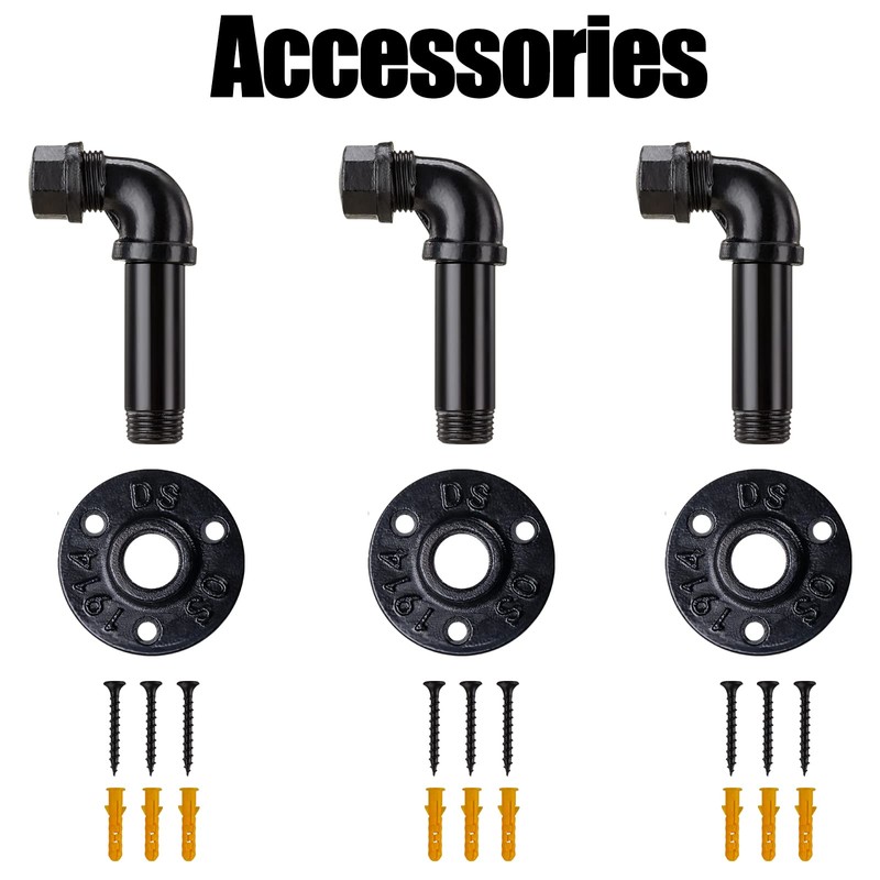 3 pack Industrial Pipe Bathroom Towel Hook, Asnxcju Wall Mounted