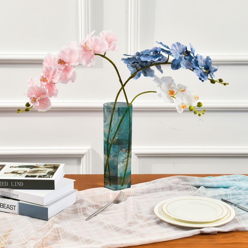 ALAZA Teal Blue Marble Flower Vases for Home Decor Kitchen