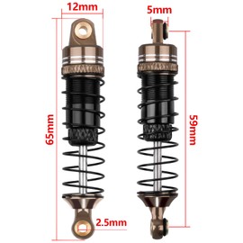 HobbyPark 59mm Aluminum Shocks for TRX4M 1/18 Crawler Shock Absorber Upgrade with Adjustable Shock Mounts Front & Rear Shock Towers (Gray)