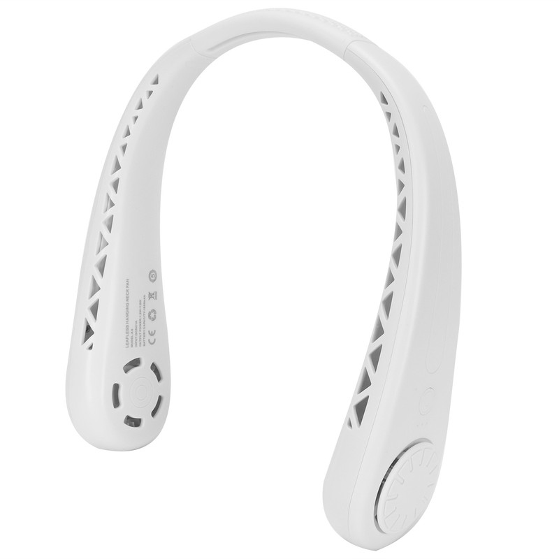 White Adjustable Hanging Neck Electric Fan Bladeless Portable USB Charging