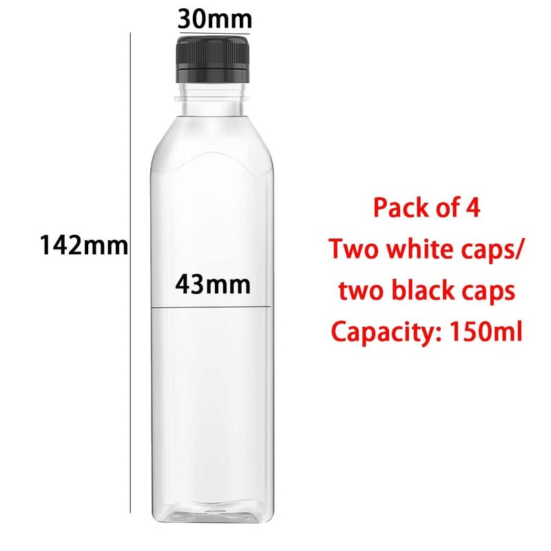 YALIHAIXIA 4 Packs Plastic Juice Bottles with Screw Lid Empty