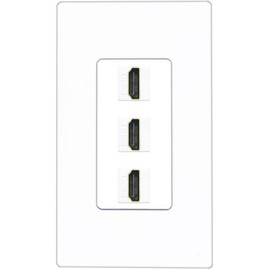 RiteAV 3 Port HDMI Wall Plate - 1 Gang [Screwless White]