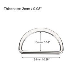 sourcing map Metal D-rings Buckle, 20pcs 40mm(1.57") 2.6mm Thick Welded D-Rings Buckle for Webbing Sewing Clothing Straps Bags Belt DIY Accessories, Silver Tone