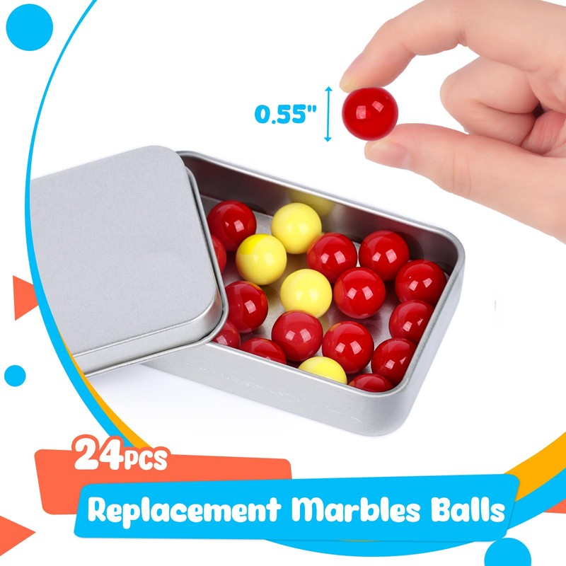 LovesTown Hungry Hippos Marbles Game, 24PCS Replacement Includes 20 Red