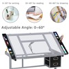 Yaheetech Drawing Desk Adjustable Glass Drafting Study Table for Diamond/Versatile
