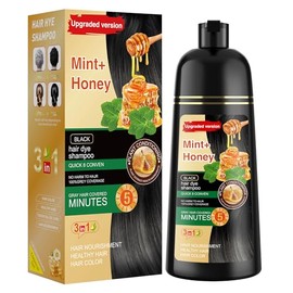 XYZCREATIVE Black Hair Dye Shampoo 3 in 1 for Women & Men 100% Gray Hair Coverage - Herbal Ingredients Natural Plant Hair Color - Hair Dye in Minutes 500ML