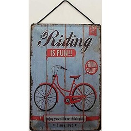 Blechschild With cord 30 x 20 cm riding with a bike is fun - Blechemma