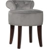 Hillsdale Lena Wood and Upholstered Vanity Stool in Dark Espresso