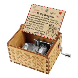 Kenon Engraved Wood Music Boxes For Daughter, Custom Vintage Hand Crank Musical Box and Your are My Sunshine Music, Christmas Birthday Gift For Daughter From Mom