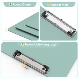 Macroclo Plastic Clipboards 2 Pack, A4 Deep Green Clip Board 8.5x11 for Classroom, Students, Kid, Woman, Size 9" x 12.5" with Low Profile Clip, Office & School Supply