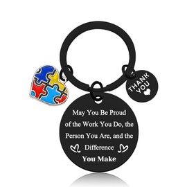 Vadaka Autism Awareness Gifts Keyring Thank You Gift Autism Mom Jewelry Retirement Gift for Autistic Teacher Keyring Autistic Teacher Appreciation Gift Christmas Birthday Gift for Autism Awareness