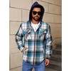 Puwasa Men's Full Zip Sherpa Lined Flannel Jacket Fleece Hooded