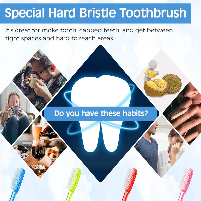 Zopeal Extra Hard and Firm Toothbrush for Adults Bulk Huge
