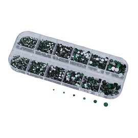Over 2100 Pieces Green Emerald Flat Back Glass Rhinestones Crystals for Nail Art Kit 6 Sizes (1.4mm - 4.8mm)