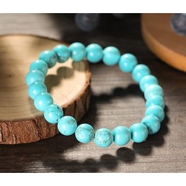 Gemstone Bracelet for Unisex - Stretch Beaded Bracelet - Healing Stone Jewelry - Lucky Charm Bracelet - Yoga Meditation Bracelet - precious stone bracelet Gift - 8mm (Green Turquoise)