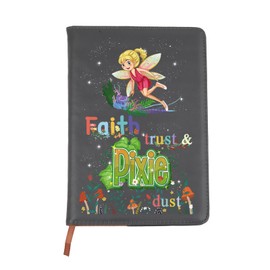BNQL Faith Trust And Pixie Dust Gifts Leather Notebook Journal Tinkerbell Gifts Fairy Pixie Gift Xmas Birthday Gifts Notebook (Faith Trust notebook)