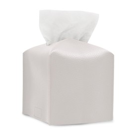 MUNSKT PU Leather Square Tissue Box, Modern White 5"X5"X5" Cube Napkin Organizer Holder for Home Hotel Bathroom Restaurant Office Car