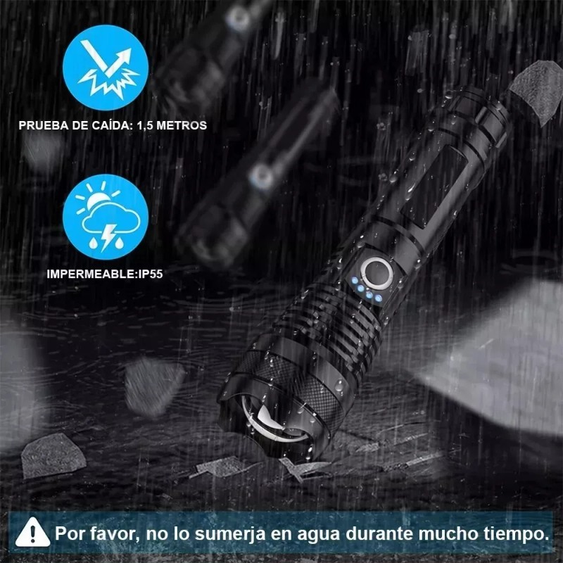 Lampara Tictica 32000 Lm Bateria Extra Grande Usb Recargable Linterna