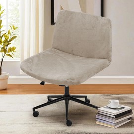 Bifaunvogel Criss Cross Desk Chair Cover Velvet Armless Office Chair Covers Cross Legged Office Chair Slipcovers Modern Mid Back Accent Chair Cover Vanity Swivel Chair Protector Champagne 1 Pack