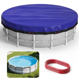Evoio 24 ft Pool Cover for Above Ground Pools Round 24Ft Covers for Circle Inflatable Metal Frame Swimming Pool or Hot Tub, 24 Foot Feet Diameter Blue Heavy Duty Dustproof Pools Blanket Covers