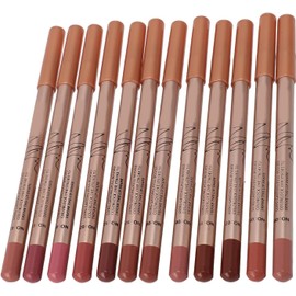 Juego de 12 Delineadores de Labios, Lápices de Labios Mate Suaves y Sedosos con Punta Fina para un Contorno Preciso, Lápiz Labial de Larga Duración Resistente Al Agua