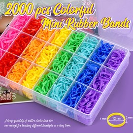 TsMADDTs 2000pcs Baby Hair Ties with Topsy Tail Hair Tools, 8 Rainbow Color Elastic Hair Rubber Bands with Organizer Box, Hair Accessories for Girls Kids Toddler