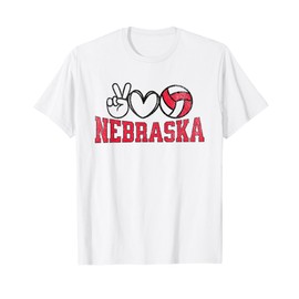 Peace Love Volleyball - Nebraska Women Teen Girls Tween T-Shirt