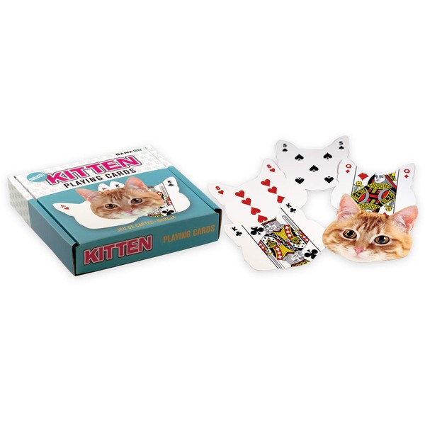 GAMAGO Kitten Playing Cards - Kitten Shaped Deck of Cards to Play Your Favorite Card Games for Cat Lovers, Birthdays, Stocking Stuffers, White Elephant, Multicolor, 3"