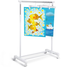 Soaoo Anchor Chart Storage Rack Adjustable Blueprint Storage Vertical Poster Holder Anchor Chart Holder with 12 Pcs Hangers for Classroom School Students Home Office Workers Supplies(White)