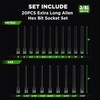 3/8" Drive Long Impact Hex Bit Socket Set, Allen Bit