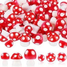 Ezydka Pack of 100 Mini Mushroom Decoration, Mushroom Miniature Flower Pots, Miniature Decorative Mushrooms, Resin Mushroom Decoration, Small for Forest Flower Pots and Miniature Landscapes, 3 Sizes