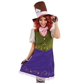 Fun Shack Ladies Mad Hatter Costume, Mad Hatter Fancy Dress, Adult Mad Hatter Costume, Miss Mad Hatter Costume Large